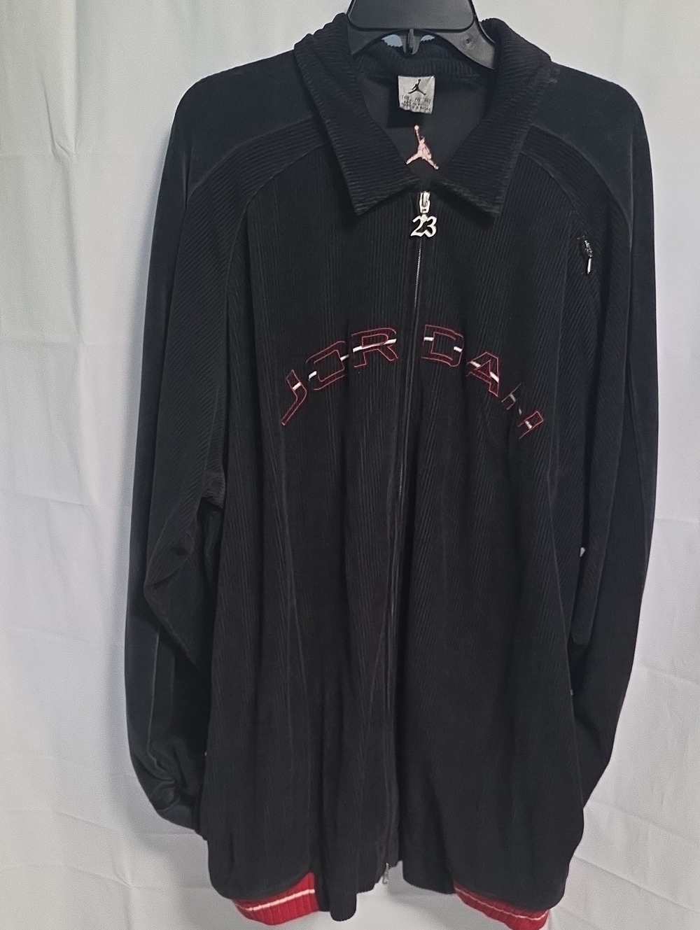 Jordan Black Corduroy Full-Zip Jacket with Red Trim, Sz. XXL